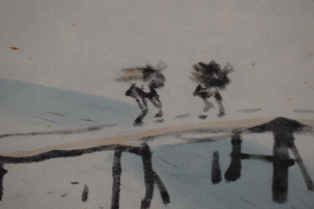 【複製】川合玉堂/時雨図/秋景山水図/工芸品/横物/掛軸☆宝船☆Y-631　JM