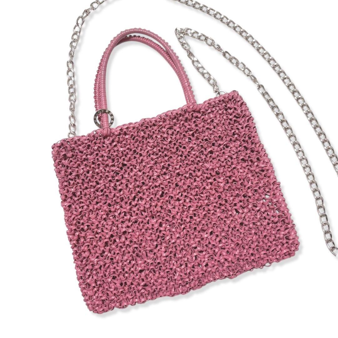 アンテプリマ スクエア ミディアム マットピンク ワイヤーバッグ ショルダー