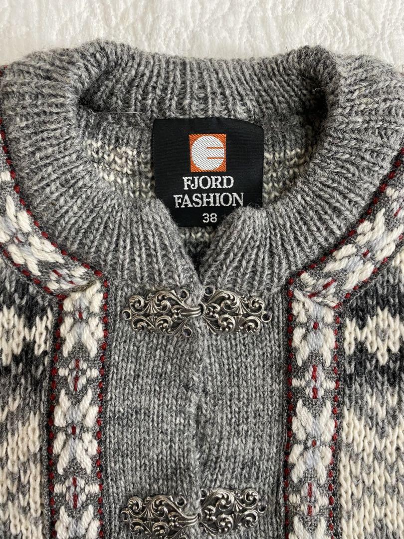 Fjord Fashion ノルディック柄カーディガン 38 グレー チロリアン