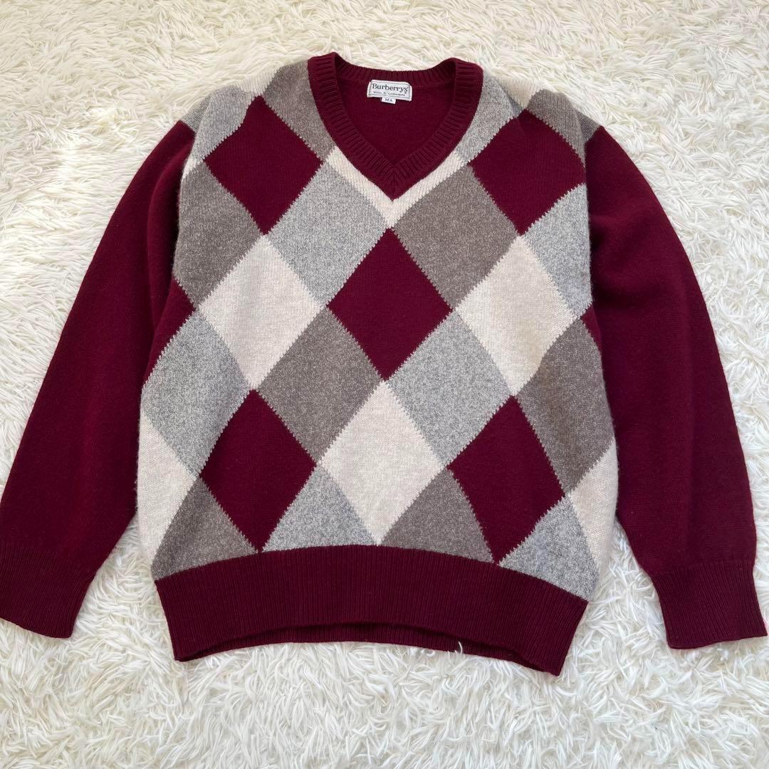 【美品・カシミヤ混】バーバリー/BURBERRY ニット セーター アーガイル柄