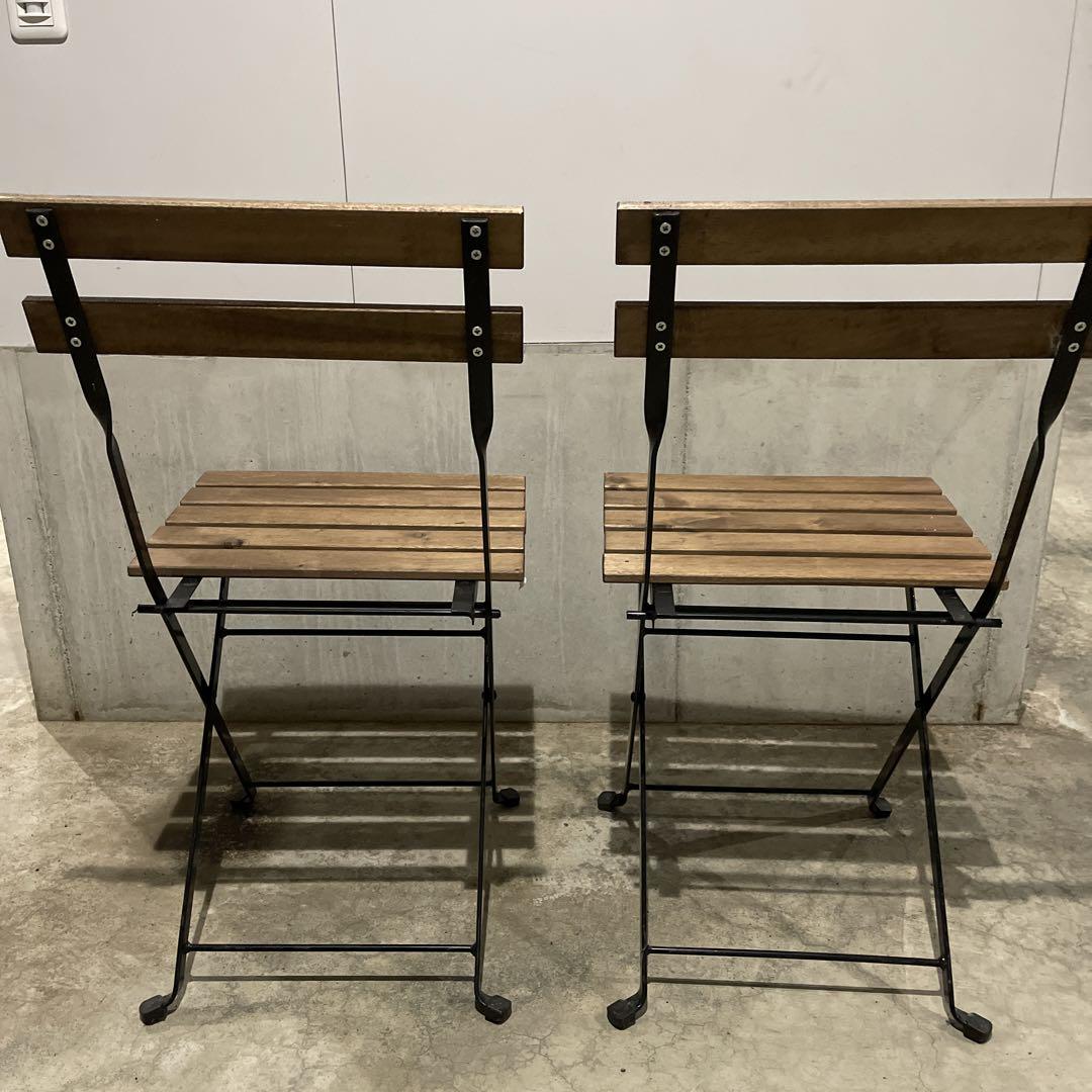 IKEA 木製チェア アイアン 折りたたみ 2脚セット - メルカリ