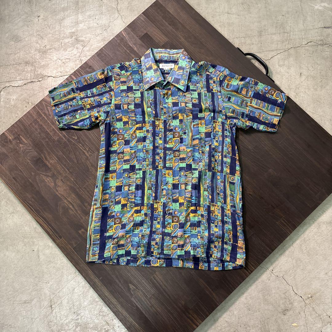 7SM2 【80’s archive】シースルー　総柄シャツ　モード　古着 5,003円