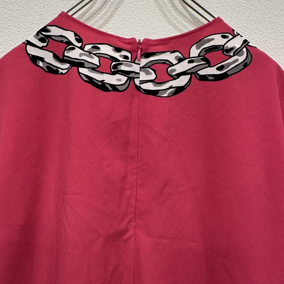 美品　MOSCHINO チェーン柄 半袖チュニック ピンク　Ｍ　Tシャツ 美品 MOSCHINO チェーン柄 半袖チュニック ピンク M Tシャツ