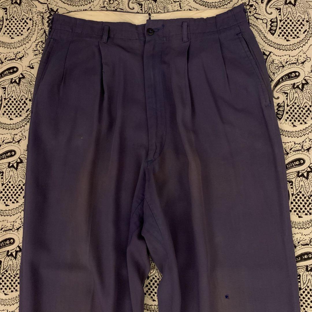 【50s】Rayon gabadine pants ナス紺 鬼フェード 50s【雰囲気抜群】サンフェード レーヨン ギャバジンパンツ