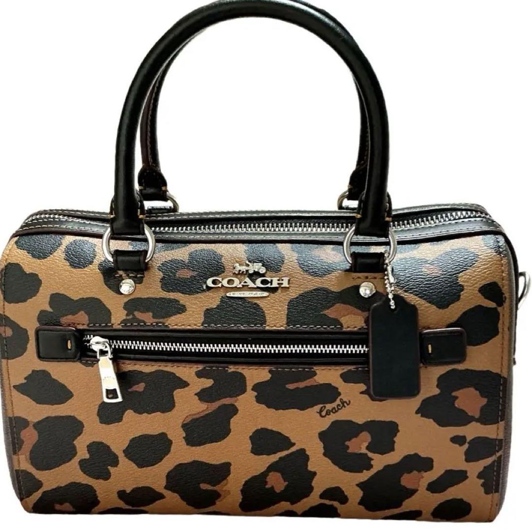 コーチ COACHショルダーバッグ 2WAY モノグラム 茶 レオパード