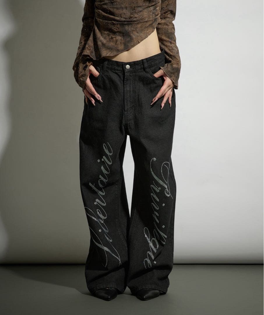 AWL Ellno de Mavie レタリングストーンデニム ワンホン