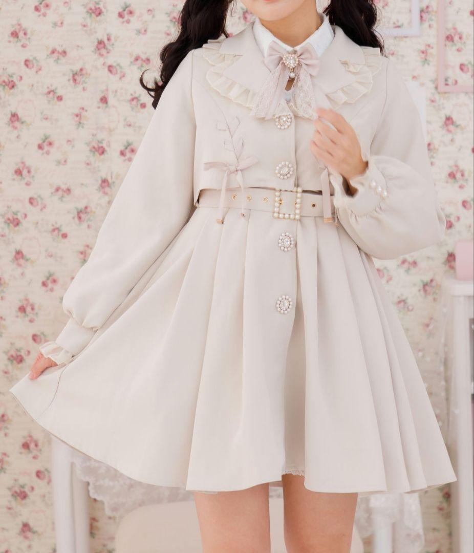 【新品タグ付き】ROJITA シアーフリルトレンチコート ベージュ