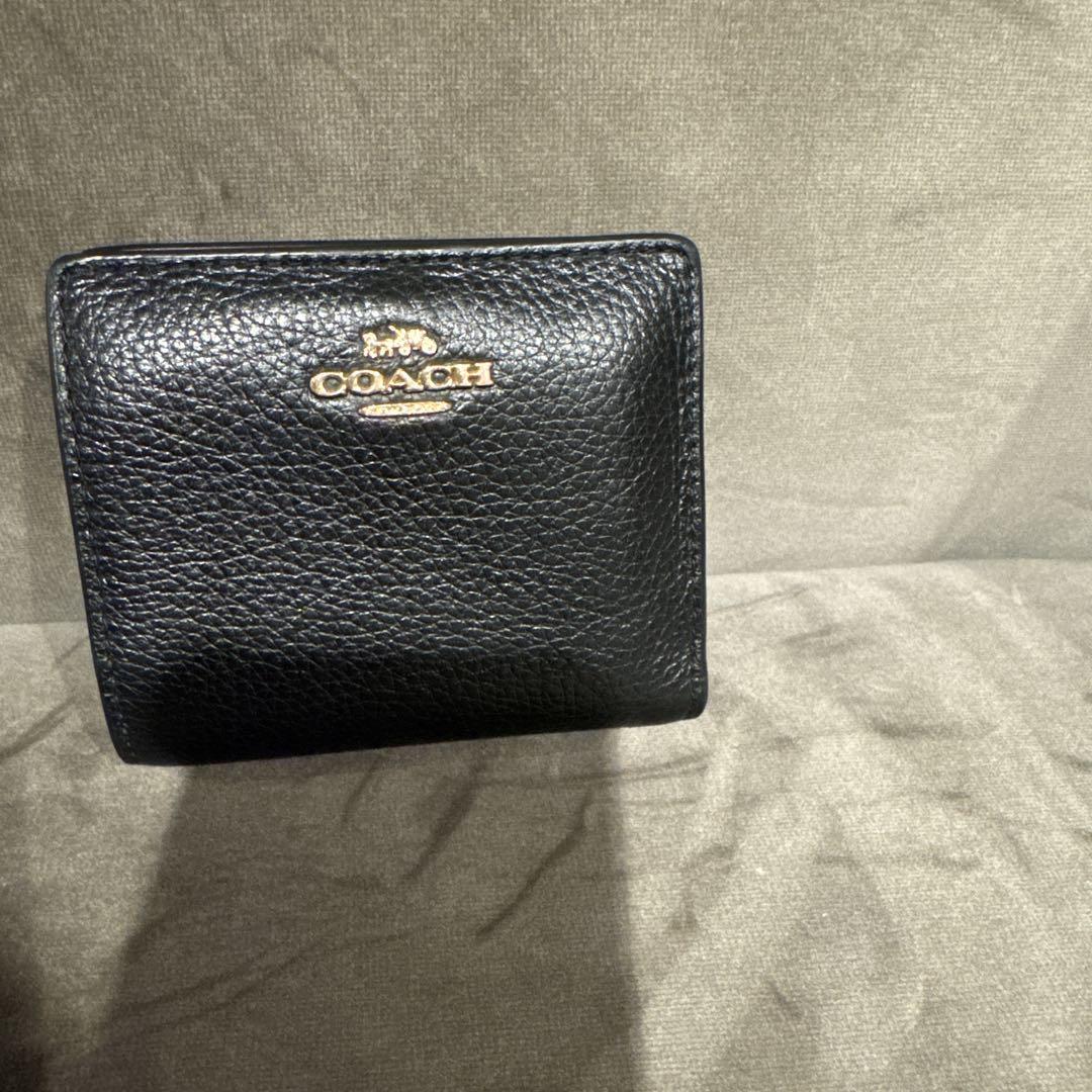 COACH 黒 レザー 二つ折り財布