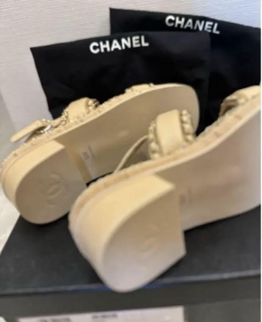 CHANEL ベージュ ストラップサンダル 37