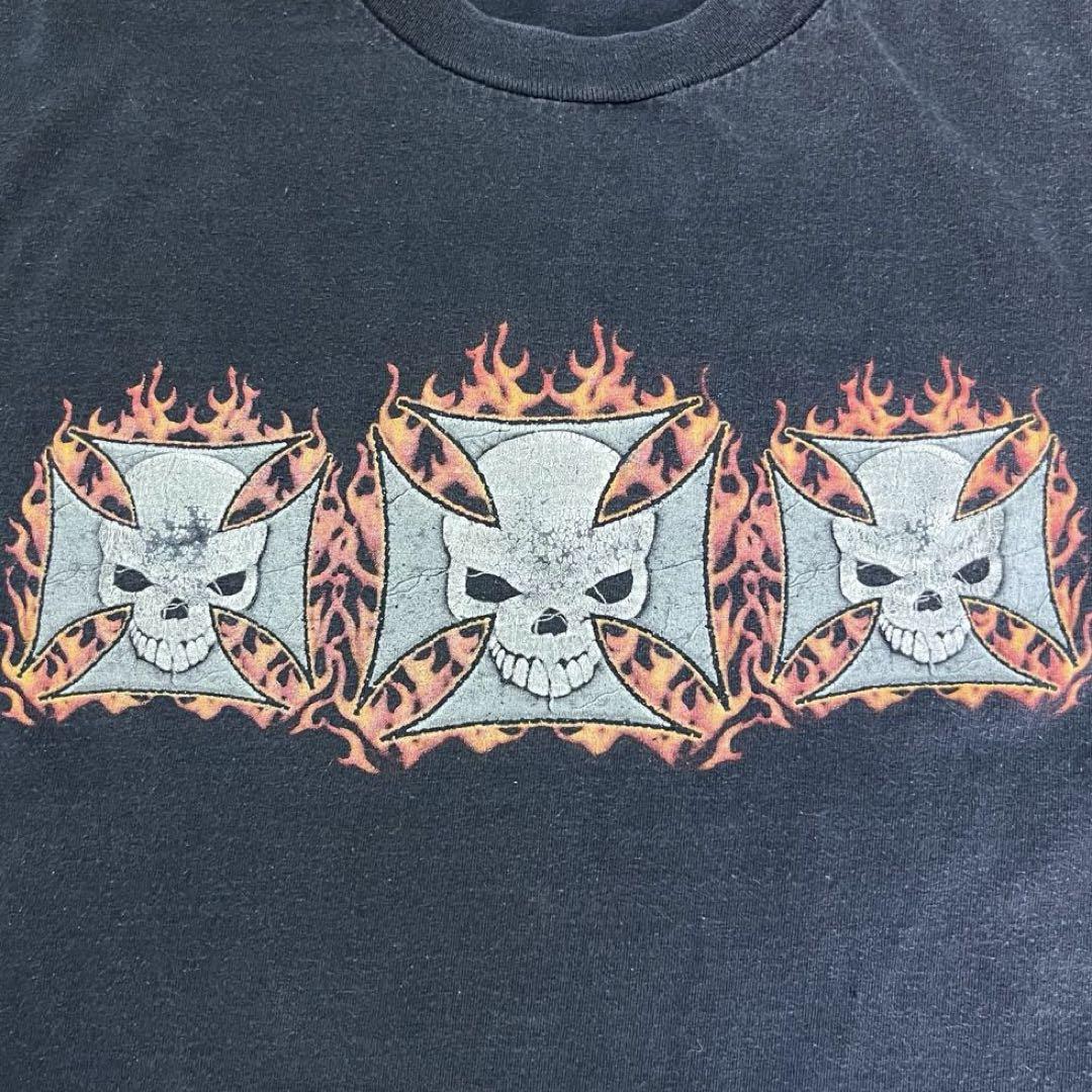 アイアンクロス スカル ファイヤーパターン 90s 00s Tシャツ アイアンクロス スカル ファイヤーパターン 90s 00s Tシャツ