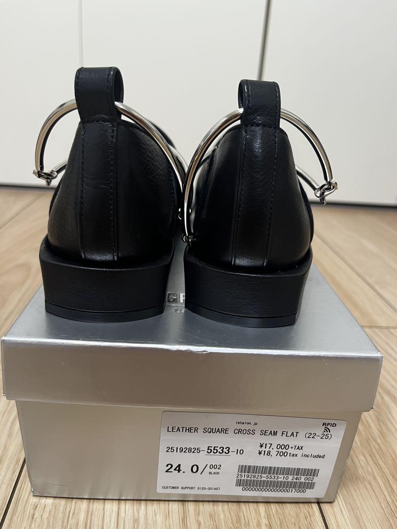 ⭐︎完売品⭐︎GRISEレザースクエアクロスシームアンクルフラット 24.0