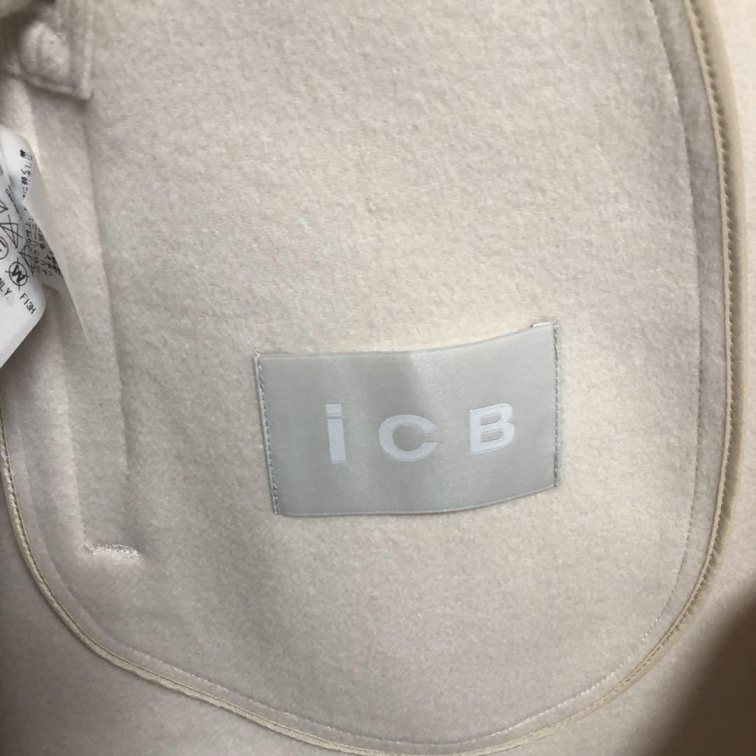 ICB ウールリバー ポンチョ　カシミヤ混　ウール　アイボリー　トープ