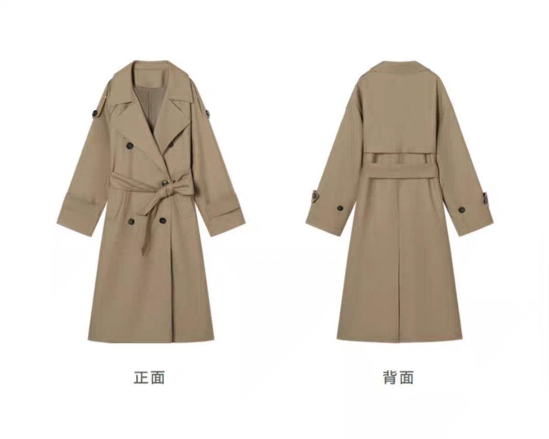 秋冬トレンチコート☆ビッグカラー ロング丈シンプルアウター