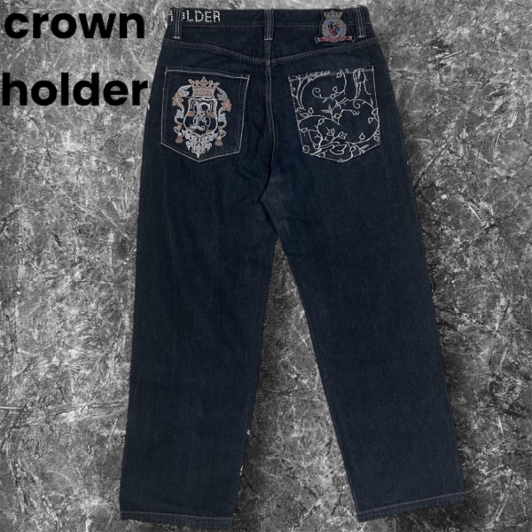 crown holder/クラウンホルダー　ワイドデニム　ジーパン　刺繍　バギー