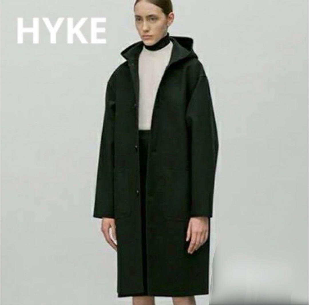 ハイクHYKE フーデッドコート MELTON HOODED COAT カーキ2