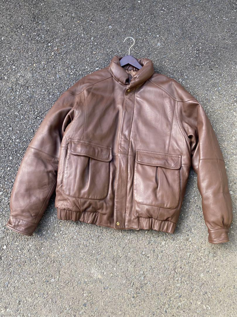 80's Eddie Bauer レザーダウンジャケット