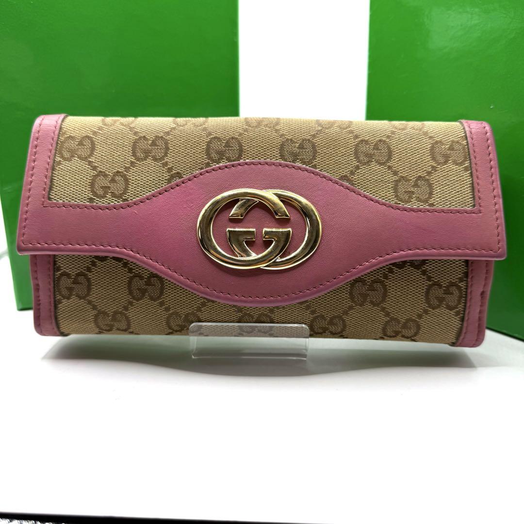 【極美品✨】グッチ 長財布 インターロッキング GGキャンバス ヴィンテージ