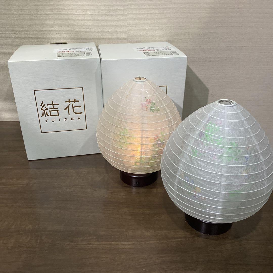 盆提灯 盆ちょうちん ミニ 結花(ゆいか)2号　紙張二重　小花ちらし　2個