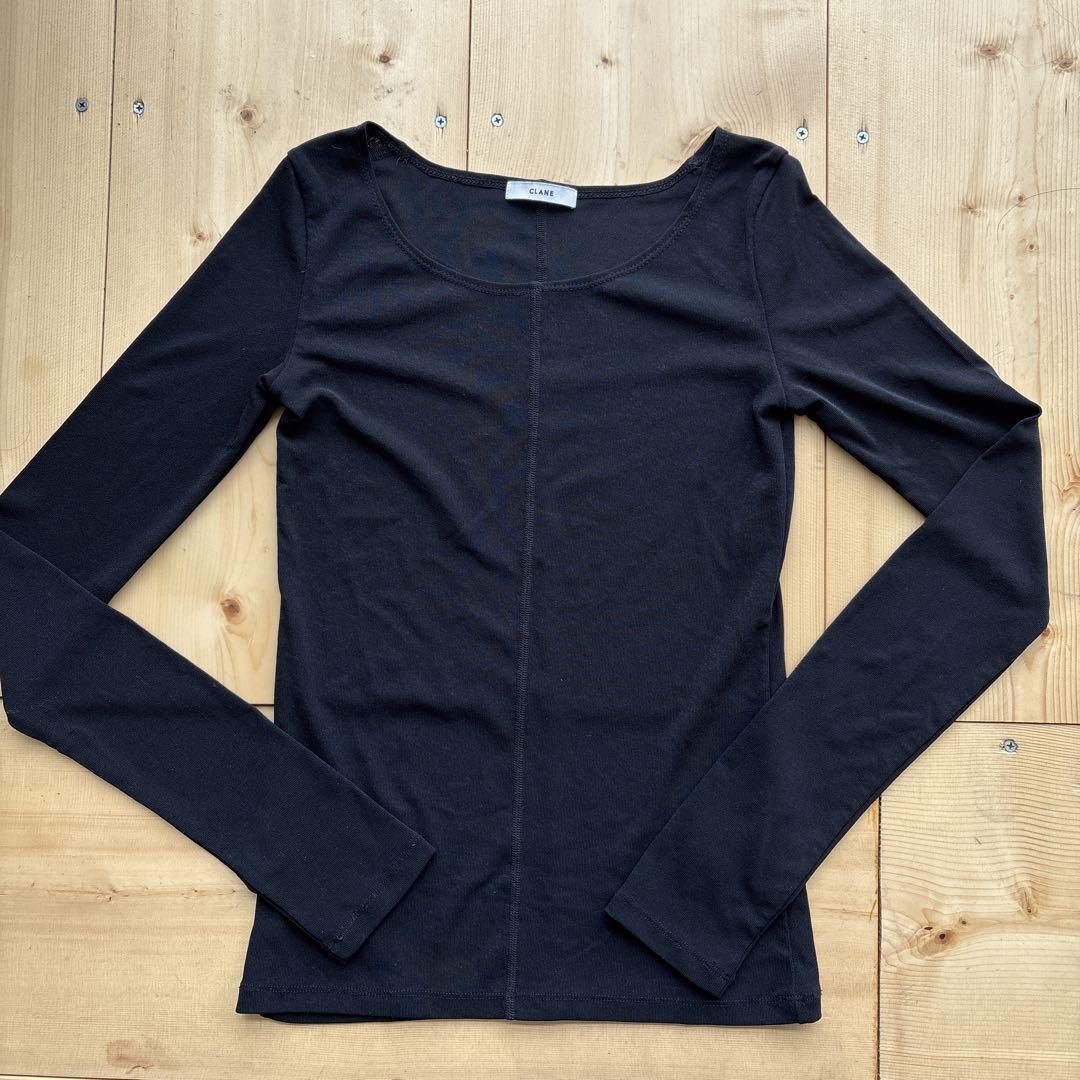 CLANE DEEP NECK LADY TOPS トップス　クラネ　ブラック