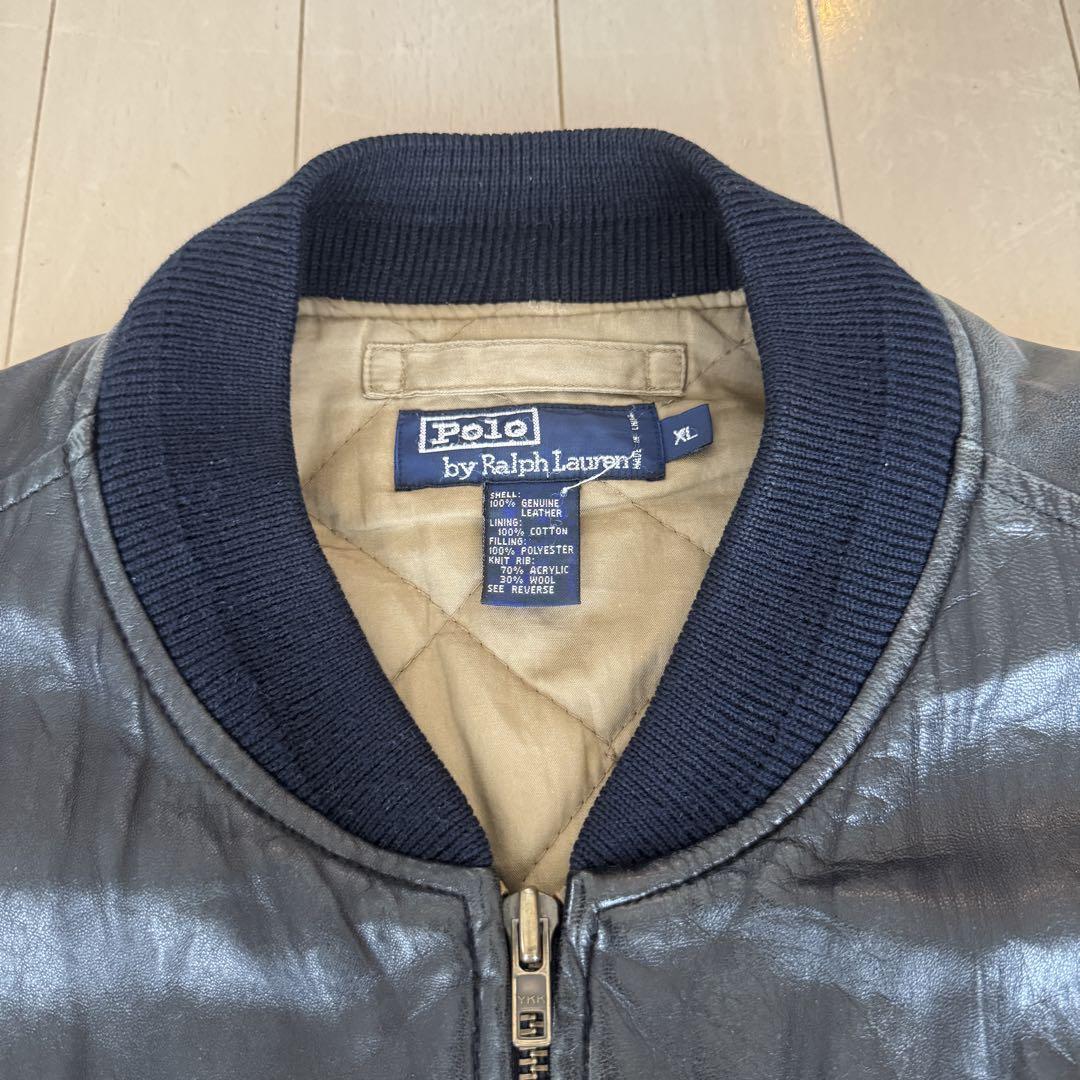 超スペシャル 90s ラルフローレン レザー ジャケット XL ブラック 黒 スペシャル】90s ポロラルフローレン Leather Car Coat XL