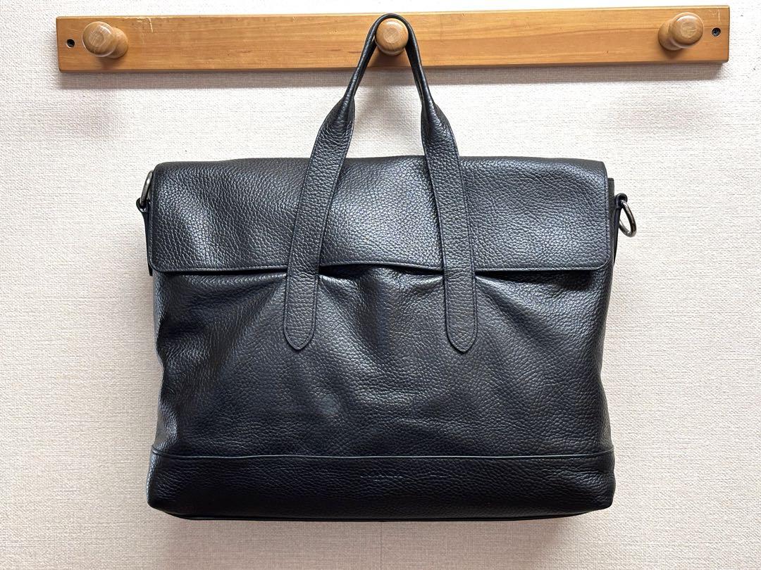 COACH マグネット式フラップ開閉/レザー/無地/ブラック
