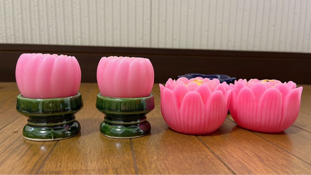 蓮の花型ろうそく、線香 セット