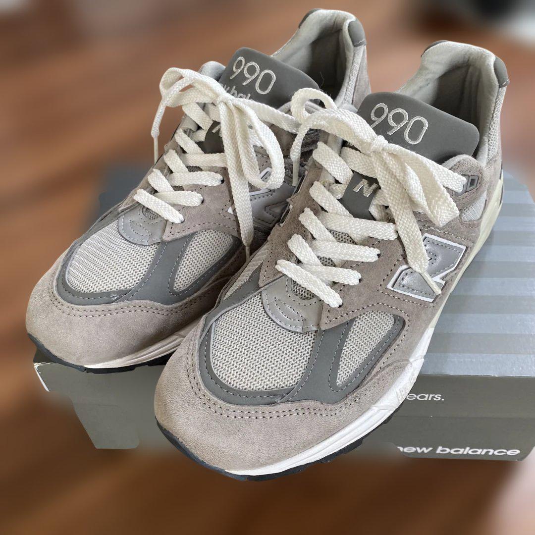 New Balance 990 スニーカー グレー USA製　990v2 New Balance 990V2 グレー USA製 - メルカリ