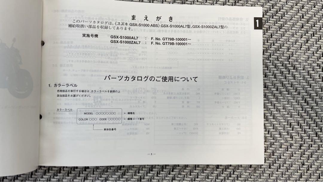 gsx-s1000 サービスマニュアル　パーツリスト