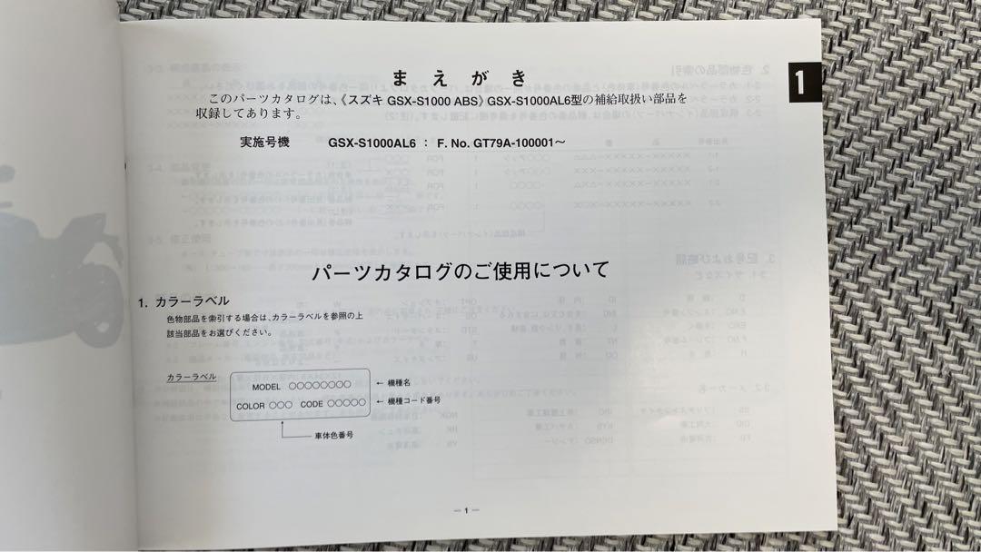 gsx-s1000 サービスマニュアル　パーツリスト
