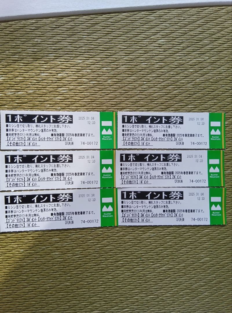 ハンターマウンテン塩原　リフト回数券 6枚