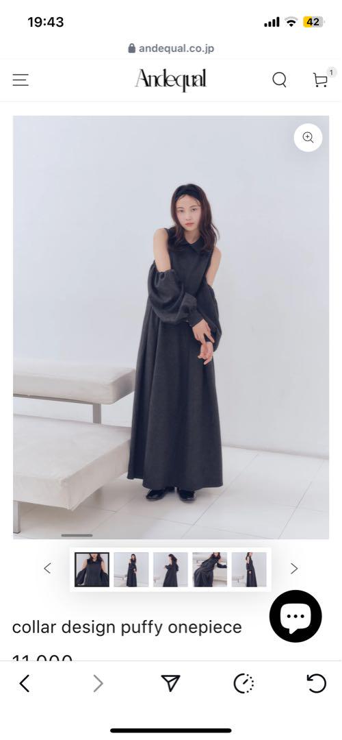 Andequal collar design puffy onepiece 黒 - メルカリ