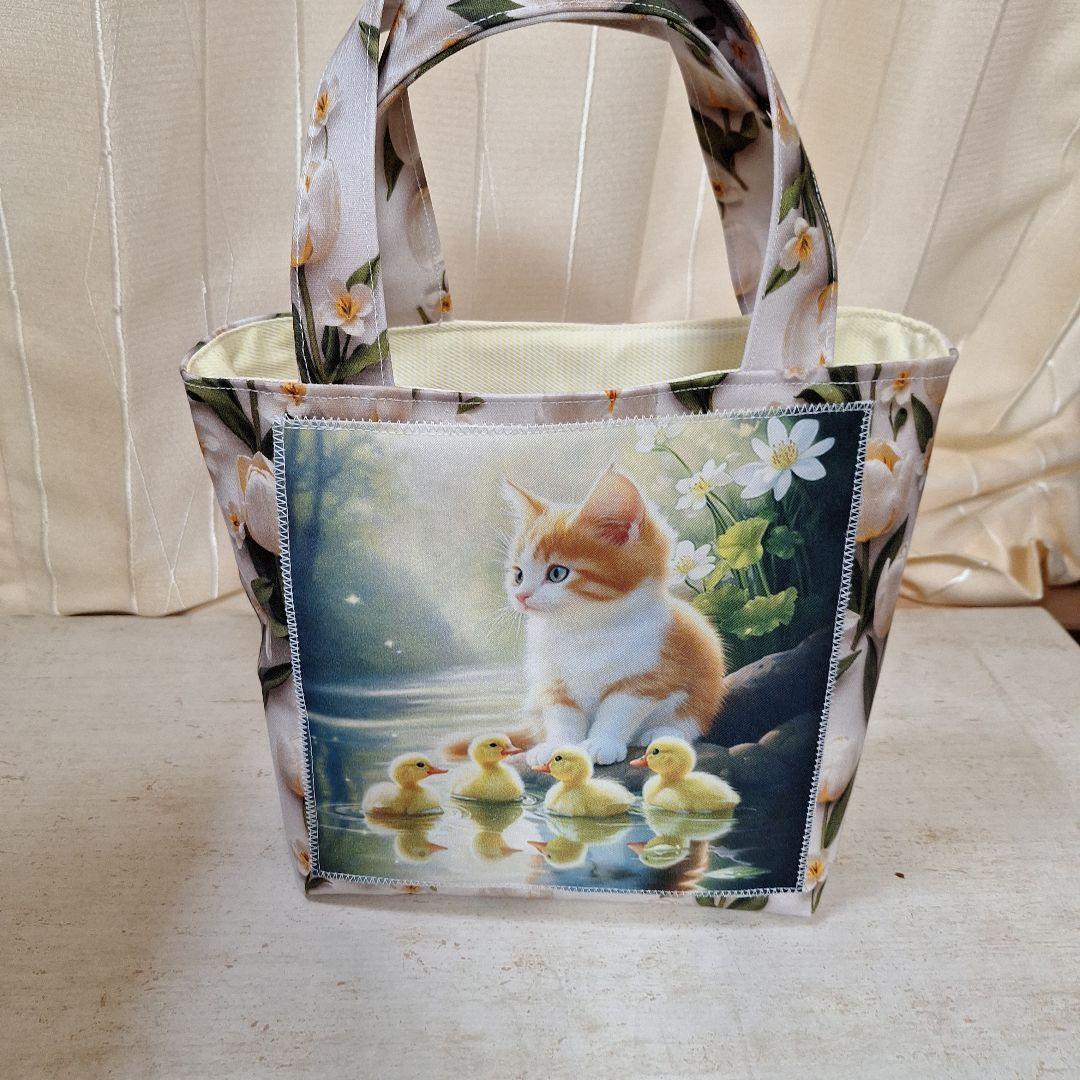 激レアねこパネル生地　ハンドメイド　ミニバック　ポーチ 激レアねこパネル生地 ハンドメイド ミニバック ポーチ - メルカリ