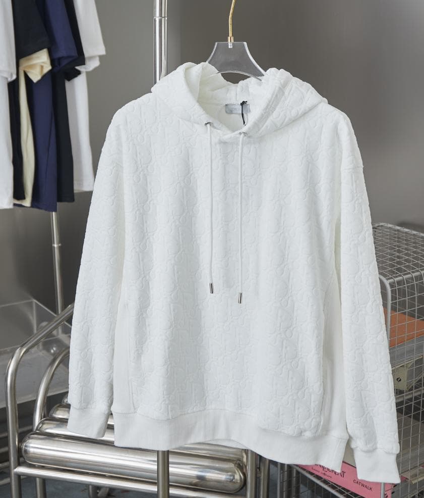 dior ホワイト フリース フード付きパーカーM