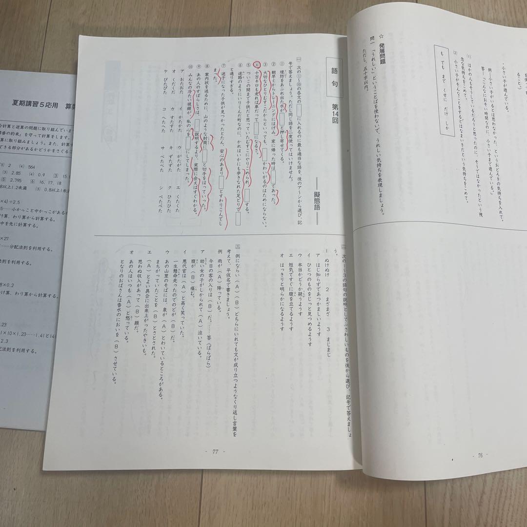 日能研 5年 応用 2022年度 夏期講習 冬季講習 春季講習 テキスト
