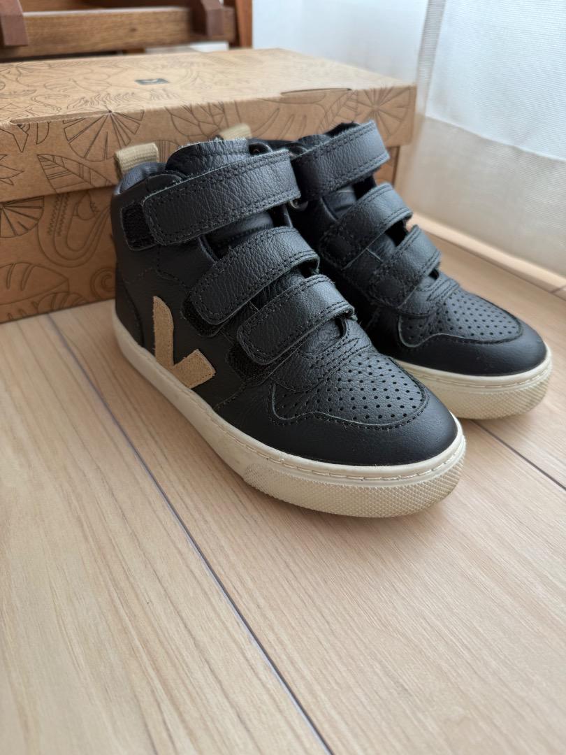 VEJA kids V-10 MID LEATHER BLACK DUNE