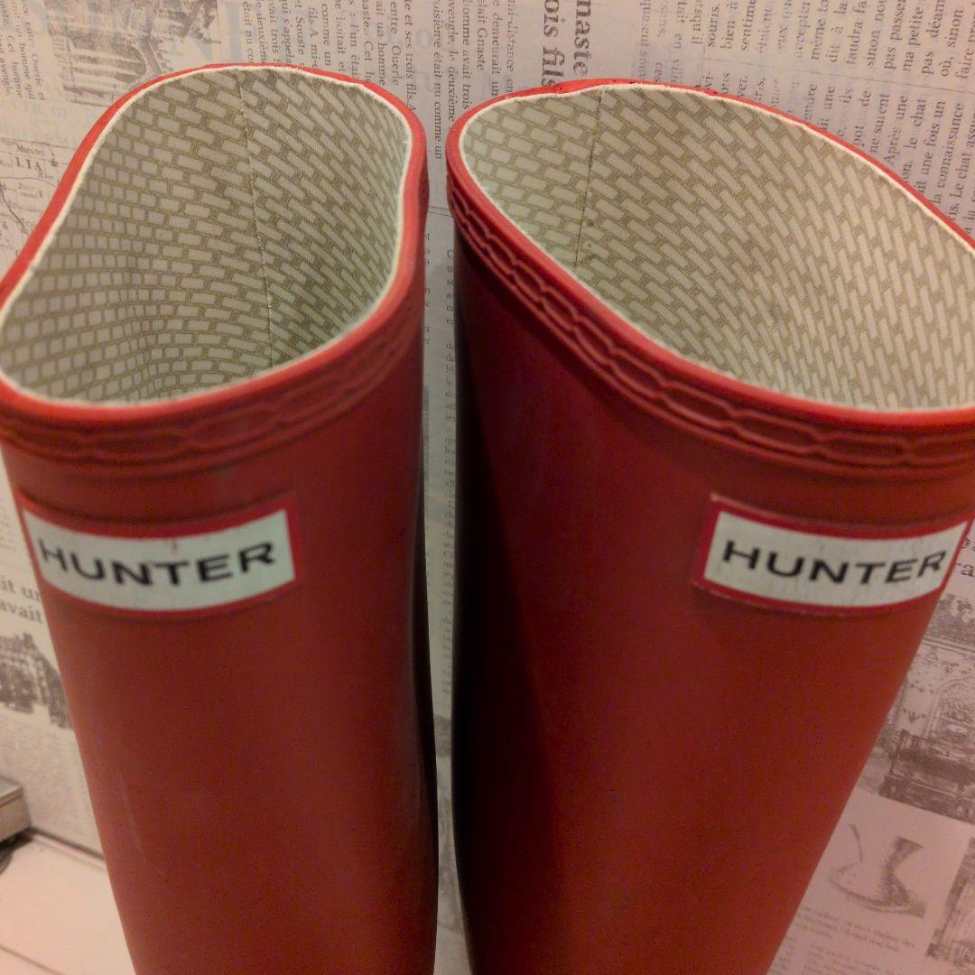 HUNTER レッド ロングブーツ