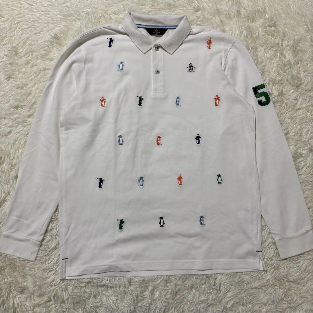 【予約中！】 美品】Munsingwear 大きい 刺繍ロゴ 長袖ポロシャツ ペンギン トップス