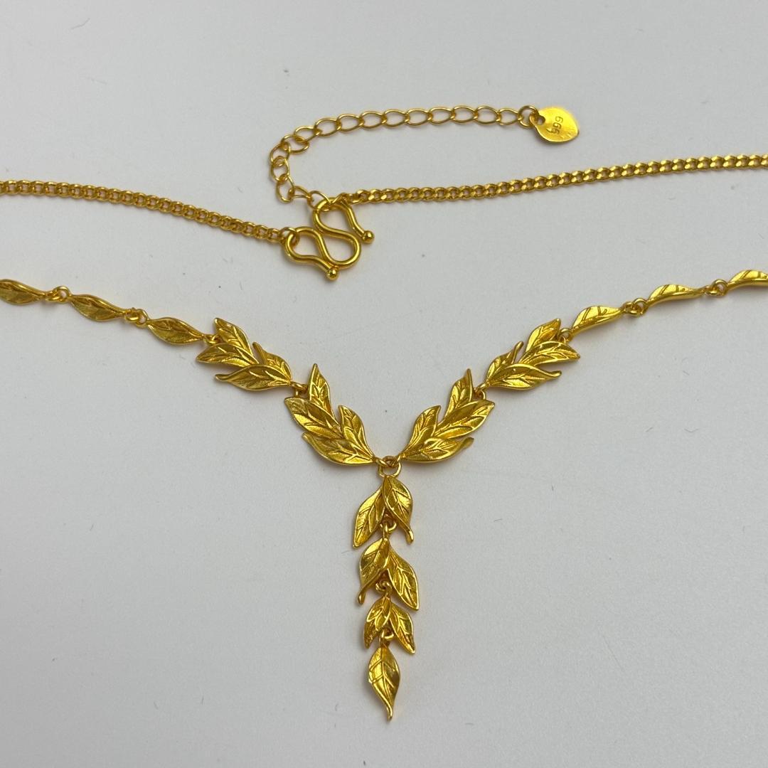 K24純金 999刻印 ゴールド リーフモチーフ ネックレス