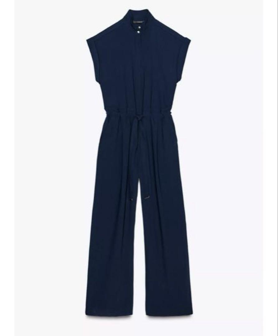 ZARA バックルベルト付きクレープ長袖ジャンプスーツ 3278/957 バックルベルト付きクレープ長袖ジャンプスーツ - エクリュ