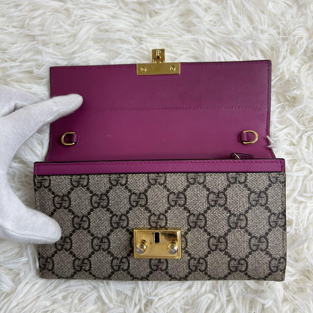 美品❤️グッチ GGスプリーム レディロック チェーンウォレット