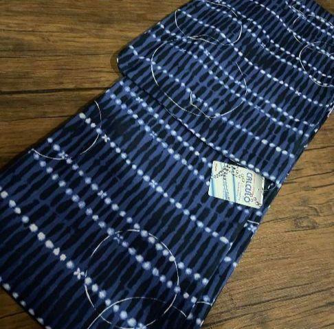 ◆ノー皺加工最高級カルキュロ◆蒼碧の波涼し浴衣◆しわにならない浴衣◆新品未使用 ◇ノー皺加工最高級カルキュロ◇絞り紺碧青ブルーモダン幾何学