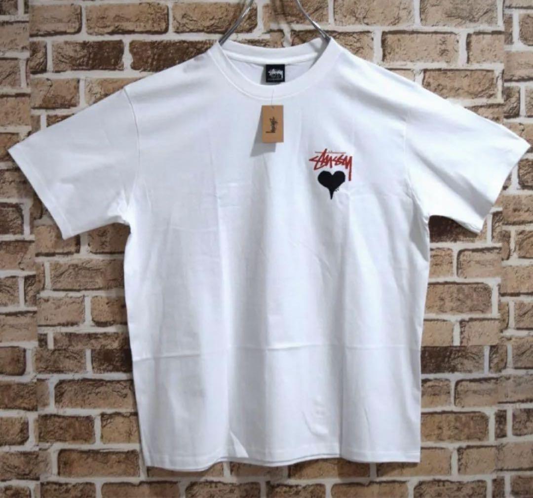 Stüssy ハートデザイン Tシャツ Mサイズ ホワイト 即日発送❗️《ステューシー》正規・新品タグ ハート ホワイト