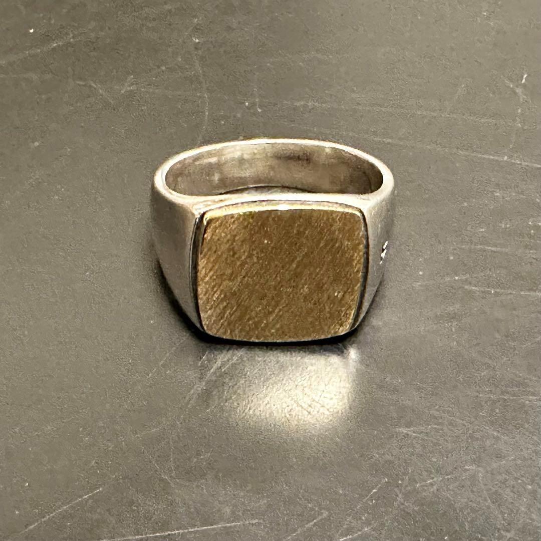 シルバー925 シグネットリング 印台　ゴールドコンビ　リング　22号