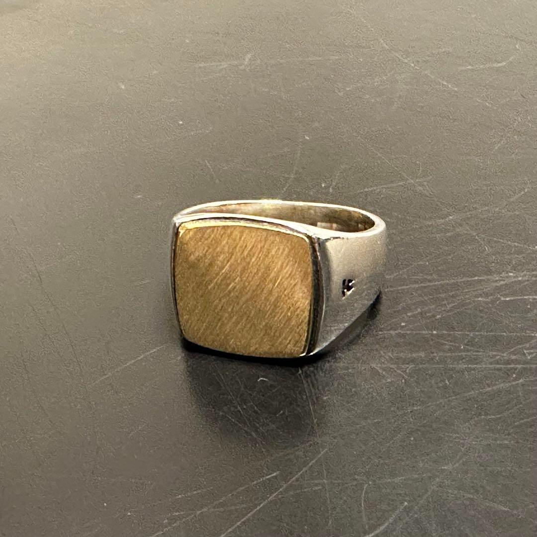 シルバー925 シグネットリング 印台　ゴールドコンビ　リング　22号
