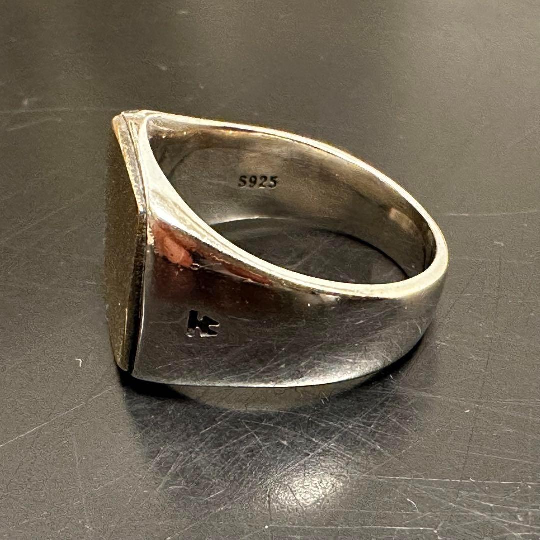 シルバー925 シグネットリング 印台　ゴールドコンビ　リング　22号