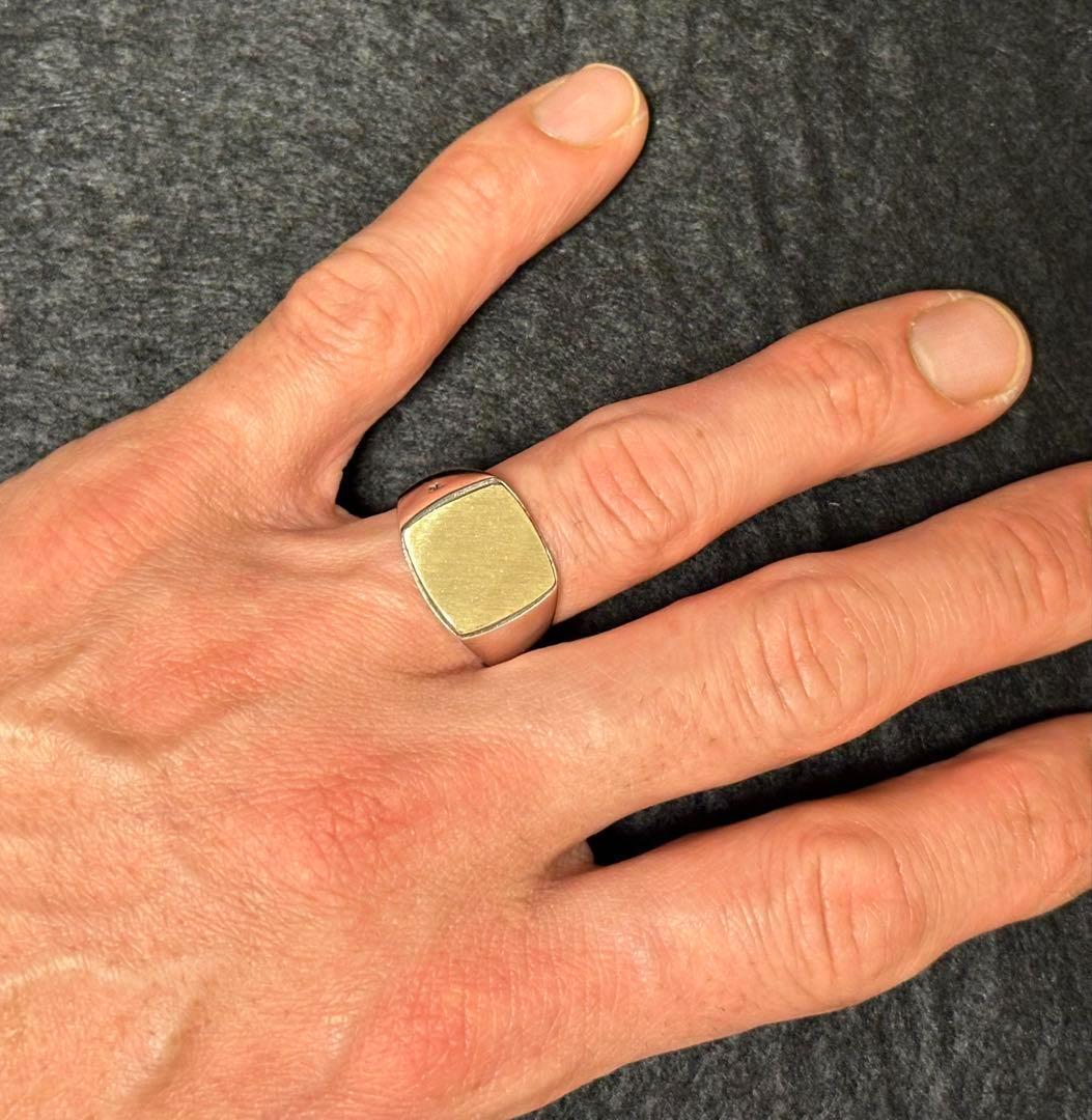 シルバー925 シグネットリング 印台　ゴールドコンビ　リング　22号