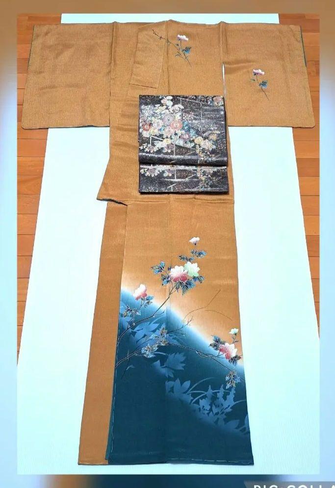 【未使用品】正絹 訪問着 牡丹 袷 袋帯セット