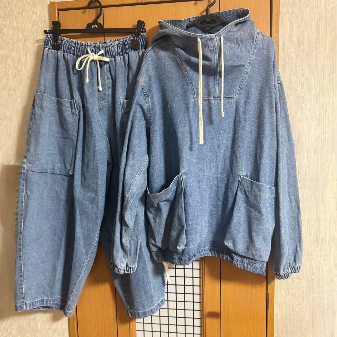 ファーマーズマーケット　デニムセットアップ　 ウィメンズ　パーカー　フリーサイズ