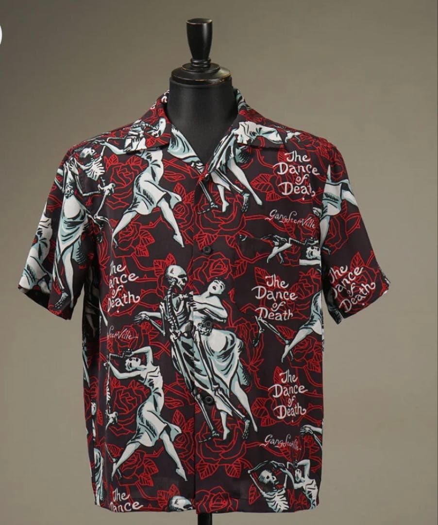 GANGSTERVILLE DANCE OF DEATH オリジナル総柄シャツL GANGSTERVILLE