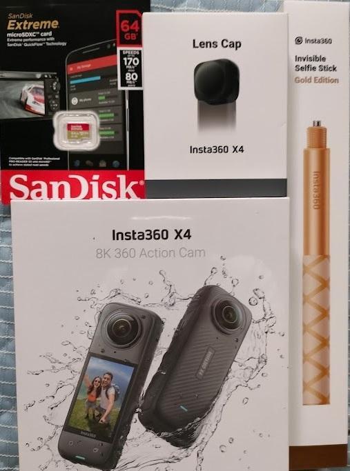 新品　Insta360 X4　セット　自撮り棒114cm+キャップ+メモリ